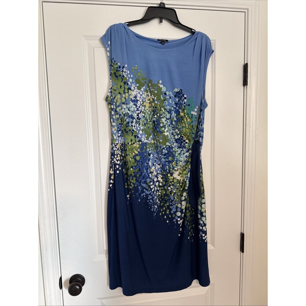Apt. 9 Midi Dress Sleeveless Blue Green Floral Watercolor Womens XL